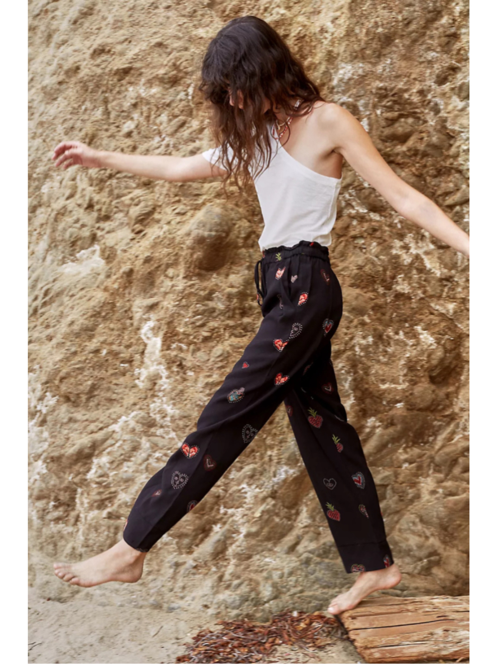 Women's Farm Rio Benicia Wide-Leg Trousers Black Printed Size XS - Picture 2 of 14